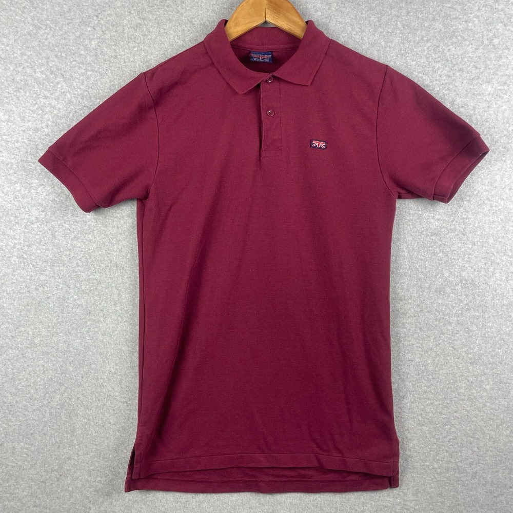 Vintage Brittania Polo Mens Medium Red Made In Korea 80s Classic British
